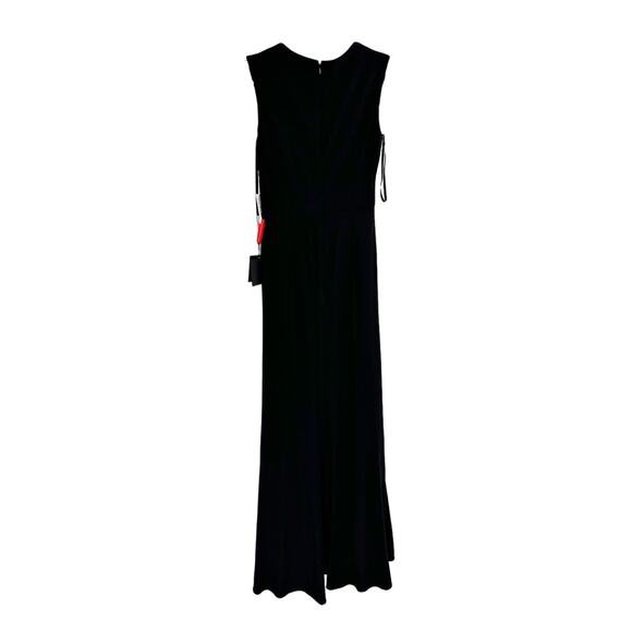 Mac Duggal 26290 Ruched Waist High Slit Black V-Neck Sleeveless Gown 4 NWT - Picture 8 of 8